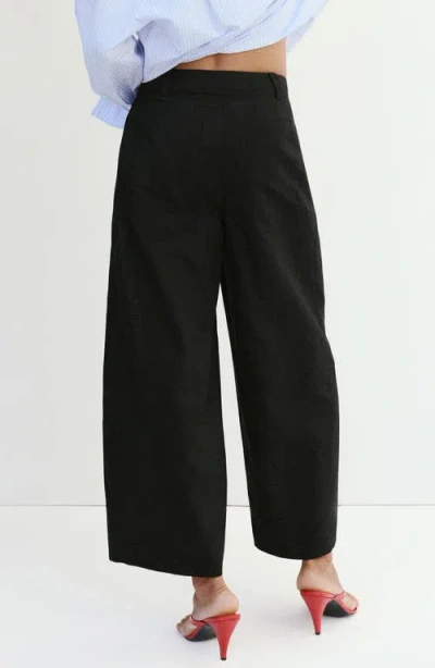 Mango Linen Balloon Pants In Black