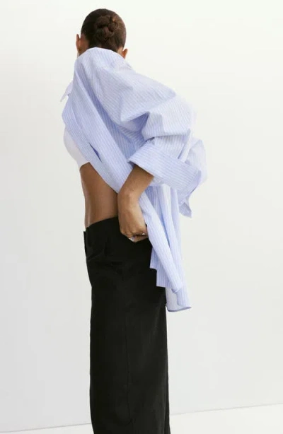 Mango Linen Balloon Pants In Black