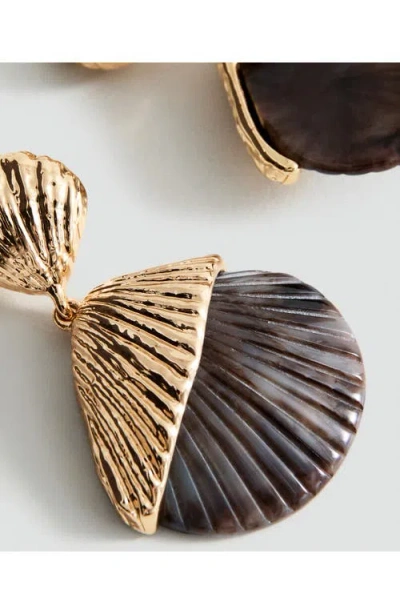 Mango Shell Drop Earrings In Gold