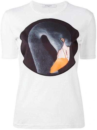 Givenchy Flamingo Printed Satin Patch White Cotton T-shirt