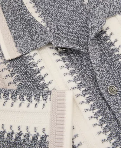 Reiss Dale Stripe Button-front Sweater In Soft Blue,white
