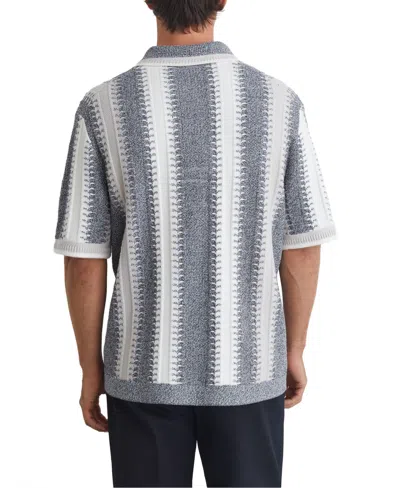 Reiss Dale Stripe Button-front Sweater In Soft Blue,white