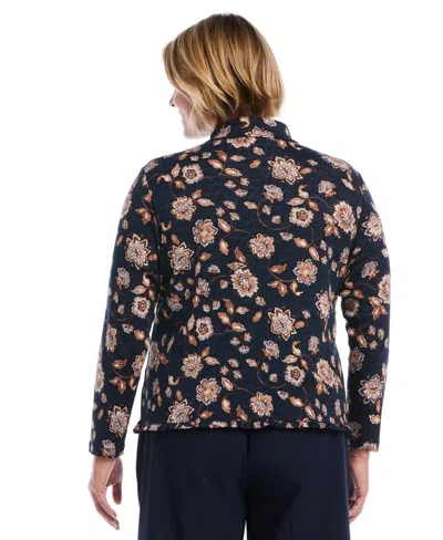Rafaella Plus Size Floral Long-sleeve Button-up Blouse In Multi