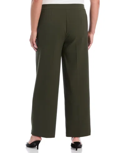 Rafaella Plus Size Wide-leg Pull-on Mid-rise Pants In Green