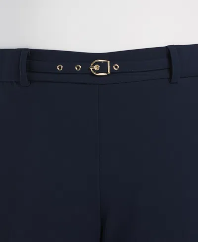 Rafaella Plus Size Wide-leg Pull-on Mid-rise Pants In Blue