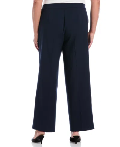 Rafaella Plus Size Wide-leg Pull-on Mid-rise Pants In Blue