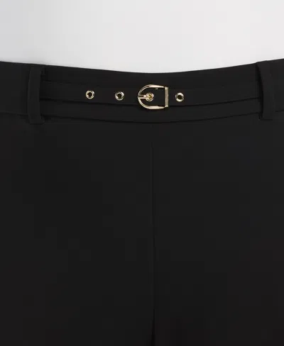 Rafaella Plus Size Wide-leg Pull-on Mid-rise Pants In Black