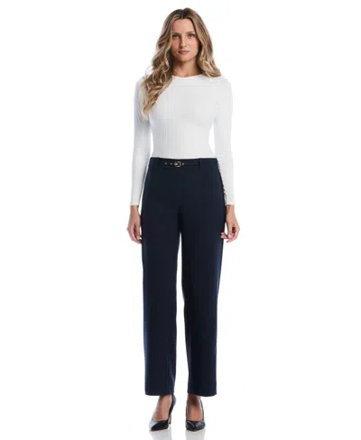 Rafaella Petite Novelty Pull-on Wide-leg High-rise Pants In Blue