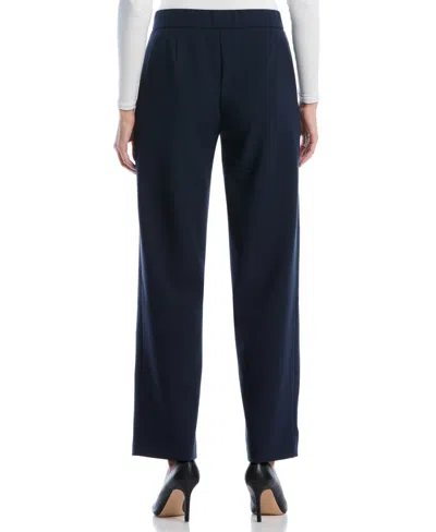 Rafaella Petite Novelty Pull-on Wide-leg High-rise Pants In Blue
