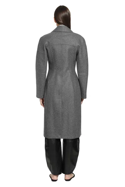 Jil Sander Double-breasted Virgin Wool Coat In Grey
