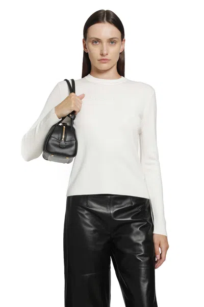 Max Mara Crew-neck Long-sleeve Knit Top In White