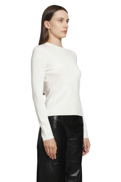 Max Mara Crew-neck Long-sleeve Knit Top In White