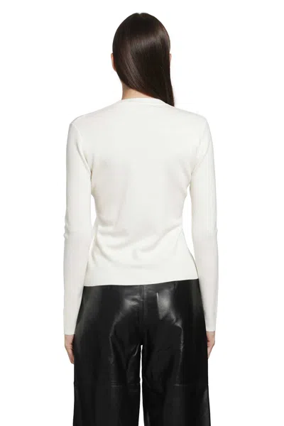 Max Mara Crew-neck Long-sleeve Knit Top In White