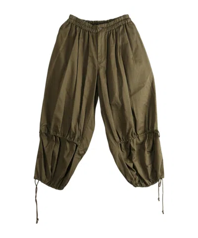 Y's Drawstring-hem Balloon Trousers In Green