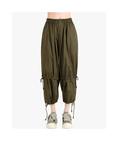 Y's Drawstring-hem Balloon Trousers In Green