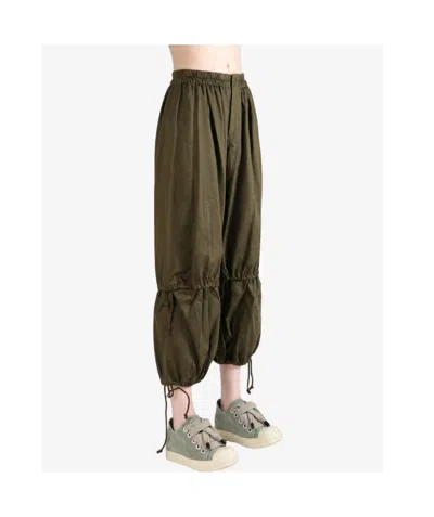 Y's Drawstring-hem Balloon Trousers In Green