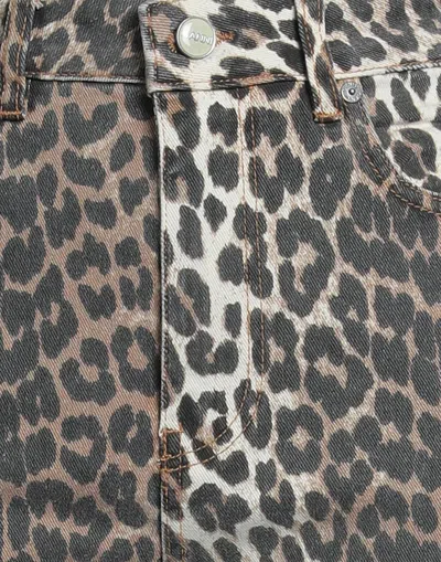 Ganni Leopardprint Washed Denim Bootcut Pants In Multi