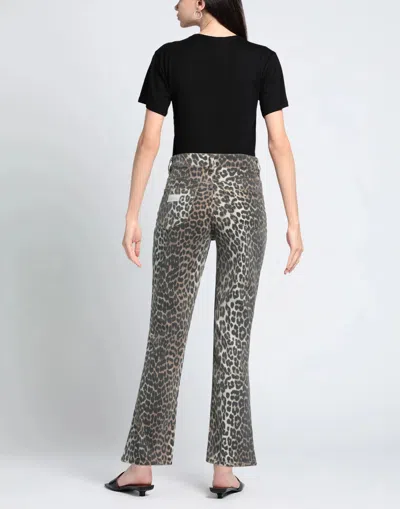 Ganni Leopardprint Washed Denim Bootcut Pants In Multi