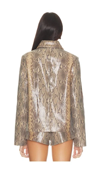 Mimchik Blouson Leather Jacket In Gray