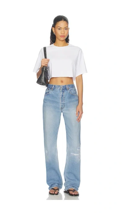 Re/done White 90s Cropped Easy T-shirt In White