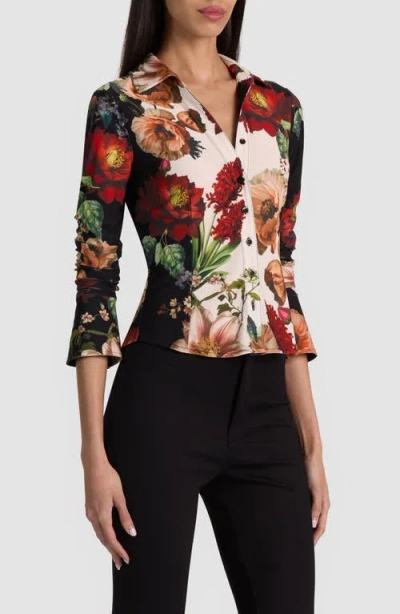 Alice And Olivia Freya Button Down Top In Multi