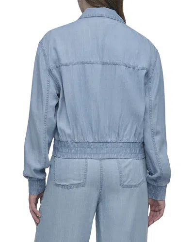 Dkny Front Zip Chambray Bomber In Blue