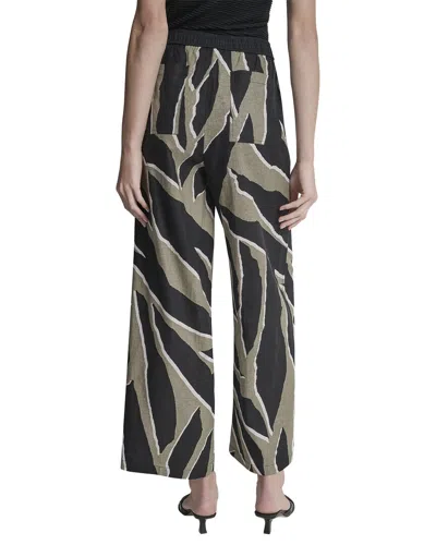 Dkny Printed Linen-blend Drawstring Pant In Black