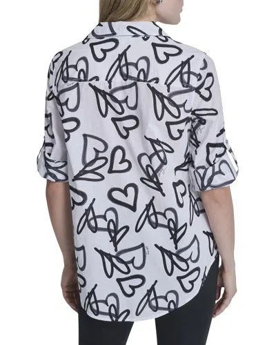 Dkny Printed Roll Tab Shirt In White