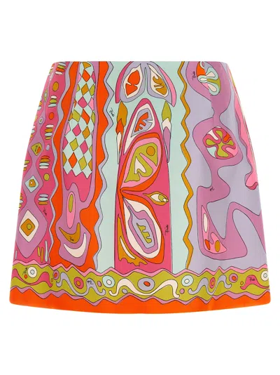 Pucci Printed Silk Mini Skirt In Multicolor