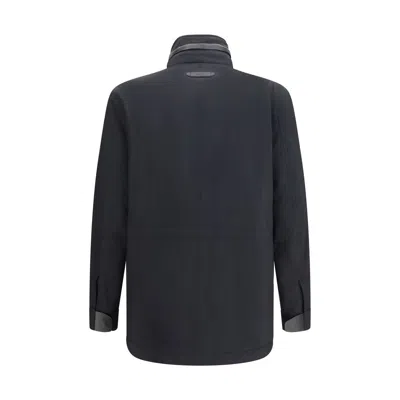 Brioni Performa Wool Blend Sahariana Jacket In Blue