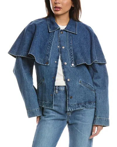 Frame Womens Figure The Cape Boxy-fit Denim Jacket In Blue