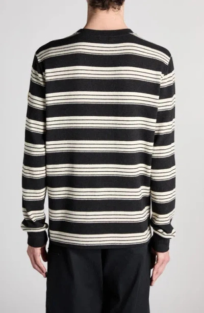 Moncler Mixed Media Stripe Long Sleeve Knit Top In Multi