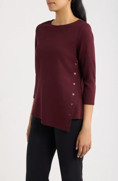 Ak Anne Klein Asymmetric Button Hem Top In Multi