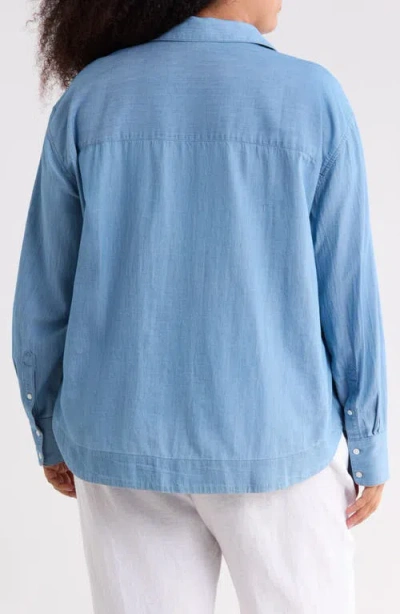 Caslon ® Chambray Core Button Front Shirt In Medium Wash