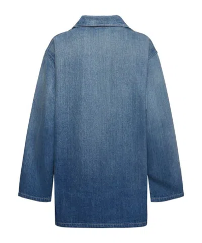 Auralee Collared Denim Shirt In Blue