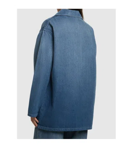Auralee Collared Denim Shirt In Blue