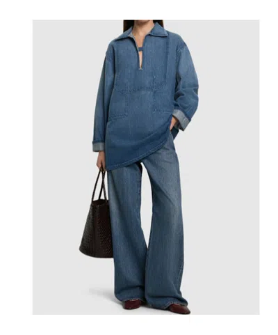 Auralee Collared Denim Shirt In Blue