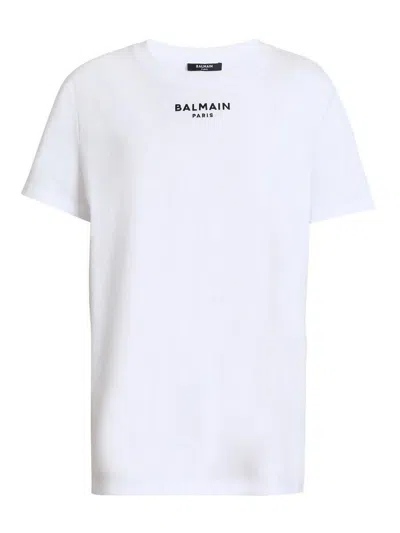 Balmain Crew Neck Nylon Blend Silk Top In White