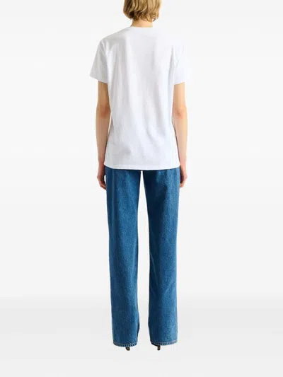 Balmain Crew Neck Nylon Blend Silk Top In White