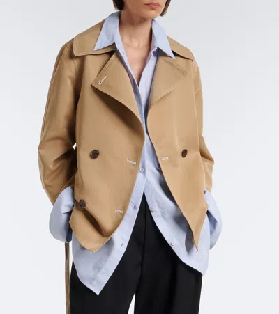 Varley Maddox Double-breasted Twill Jacket In Beige