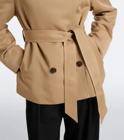 Varley Maddox Double-breasted Twill Jacket In Beige