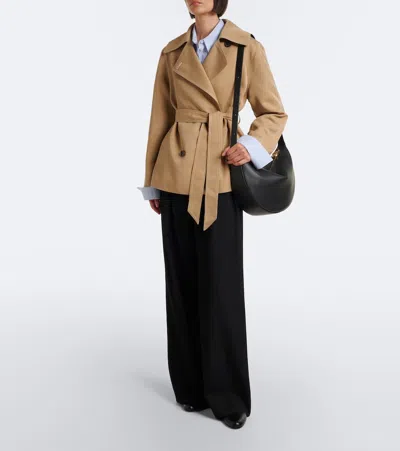 Varley Maddox Double-breasted Twill Jacket In Beige