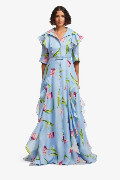 Leo Lin Moda Operandi In Tulip Print In Blue