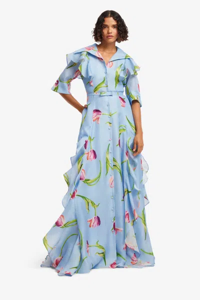 Leo Lin Moda Operandi In Tulip Print In Blue