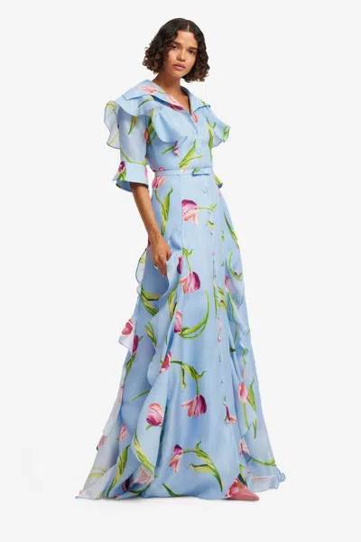 Leo Lin Moda Operandi In Tulip Print In Blue