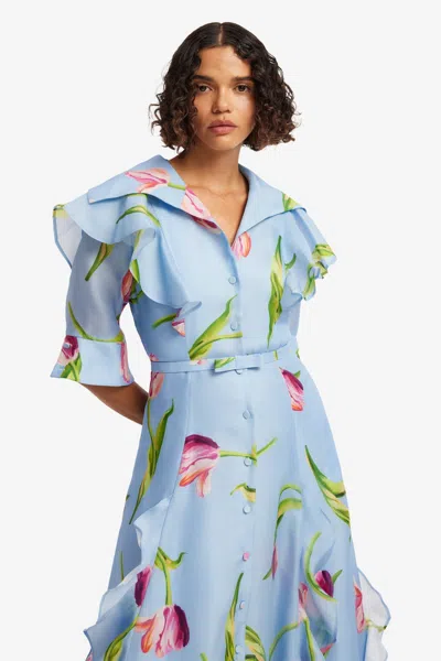 Leo Lin Moda Operandi In Tulip Print In Blue