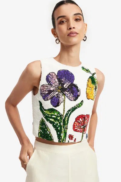 Leo Lin Iris Beaded Top - Wildflowers In Multi