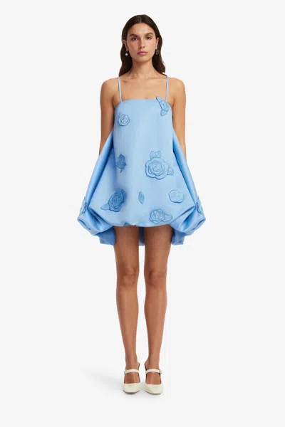 Leo Lin Patsy Appliqué Puff Mini Dress - Pastel Blue In Blue
