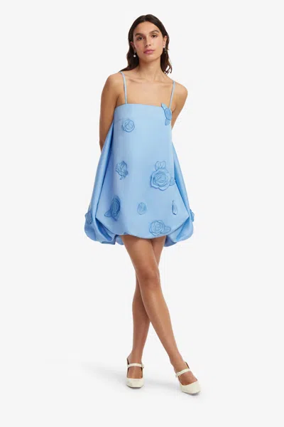 Leo Lin Patsy Appliqué Puff Mini Dress - Pastel Blue In Blue