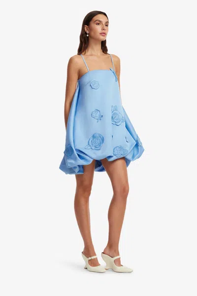 Leo Lin Patsy Appliqué Puff Mini Dress - Pastel Blue In Blue